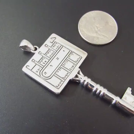 Solid 925 Sterling Silver King Solomon Key Pendant, Kabbalah Protection Talisman, Seal Amulet
