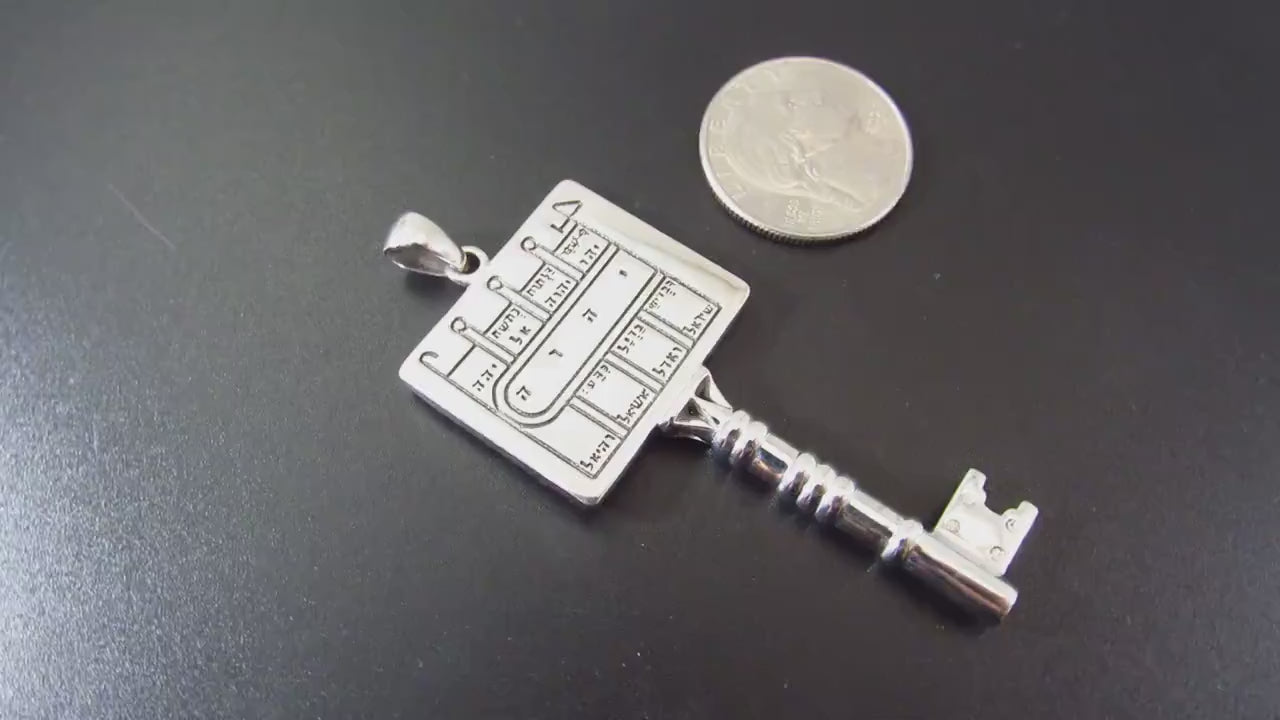 Solid 925 Sterling Silver King Solomon Key Pendant, Kabbalah Protection Talisman, Seal Amulet