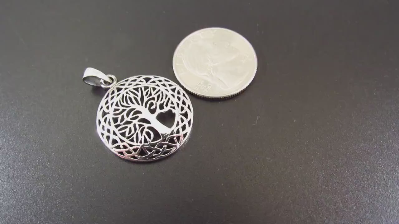 Solid 925 Sterling Silver Tree of Life Pendant – Celtic Knot Necklace Pendant, Sacred Symbol Jewelry, Nature-Inspired Gift, Spiritual Charm