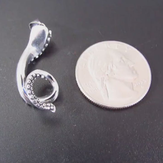 Solid 925 Sterling Silver Octopus Tentacle Pendant – Nautical Kraken Jewelry, Gothic Sea Creature Charm, Marine Mythology Gift