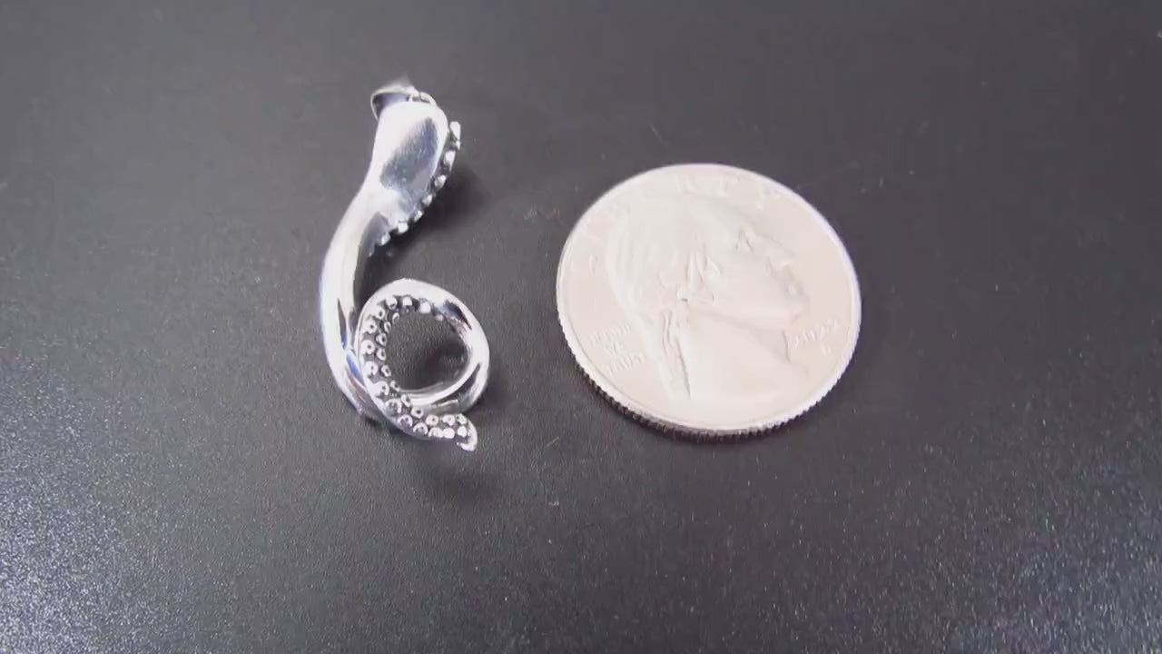 Solid 925 Sterling Silver Octopus Tentacle Pendant – Nautical Kraken Jewelry, Gothic Sea Creature Charm, Marine Mythology Gift
