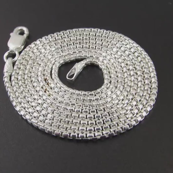 1.5MM Solid 925 Sterling Silver Round Box Chain, Rounded Box Link Necklace, Unisex Italian Jewelry, 16 18 20 22 24 Inches For Everyday Wear