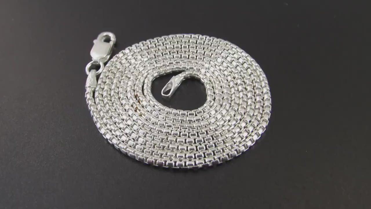 1.5MM Solid 925 Sterling Silver Round Box Chain, Rounded Box Link Necklace, Unisex Italian Jewelry, 16 18 20 22 24 Inches For Everyday Wear