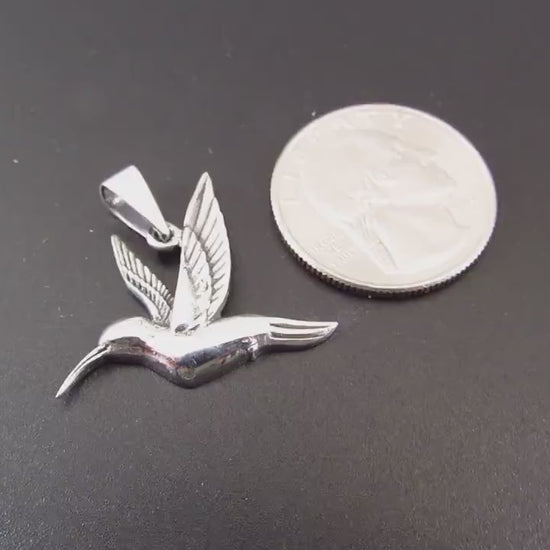 Sterling 925 Silver Hummingbird Pendant – Humming Bird Necklace Charm, Nature-Inspired Jewelry, Bird Lover Gift for Women & Men