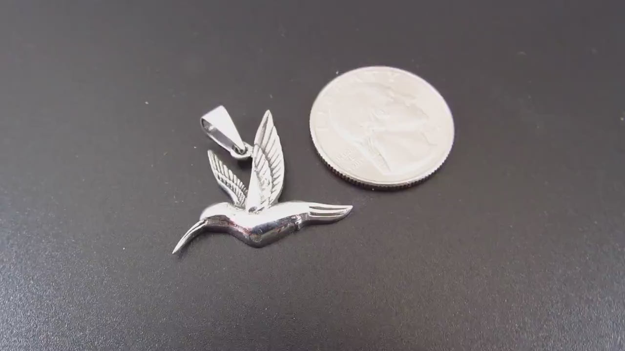 Sterling 925 Silver Hummingbird Pendant – Humming Bird Necklace Charm, Nature-Inspired Jewelry, Bird Lover Gift for Women & Men