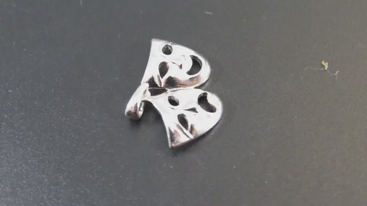 Solid 925 Sterling Silver Theater Mask Pendant, Classical Theatre Comedy & Tragedy Masks, Laughing and Sad Faces Jewelry Charm