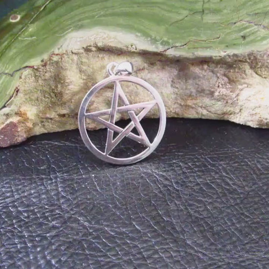 Solid 925 Sterling Silver Pentagram Pendant – Wiccan Protection Amulet, Pagan Jewelry, Occult Symbol