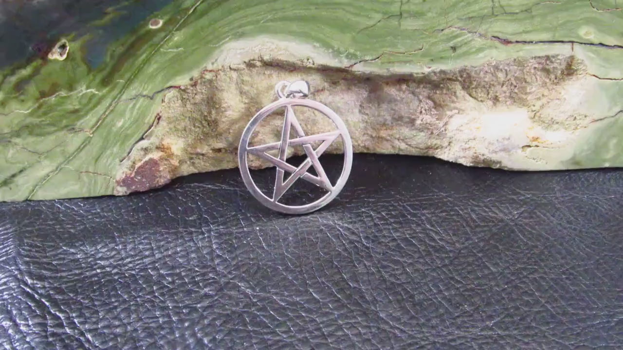 Solid 925 Sterling Silver Pentagram Pendant – Wiccan Protection Amulet, Pagan Jewelry, Occult Symbol