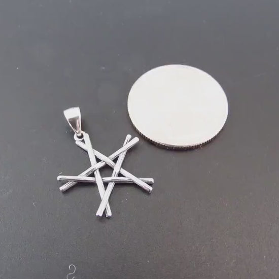 Solid 925 Sterling Silver Pentagram Pendant – Handcrafted 5-Pointed Star Charm, Wiccan Pagan Symbol, Protection Amulet, Witchy Jewelry Gift