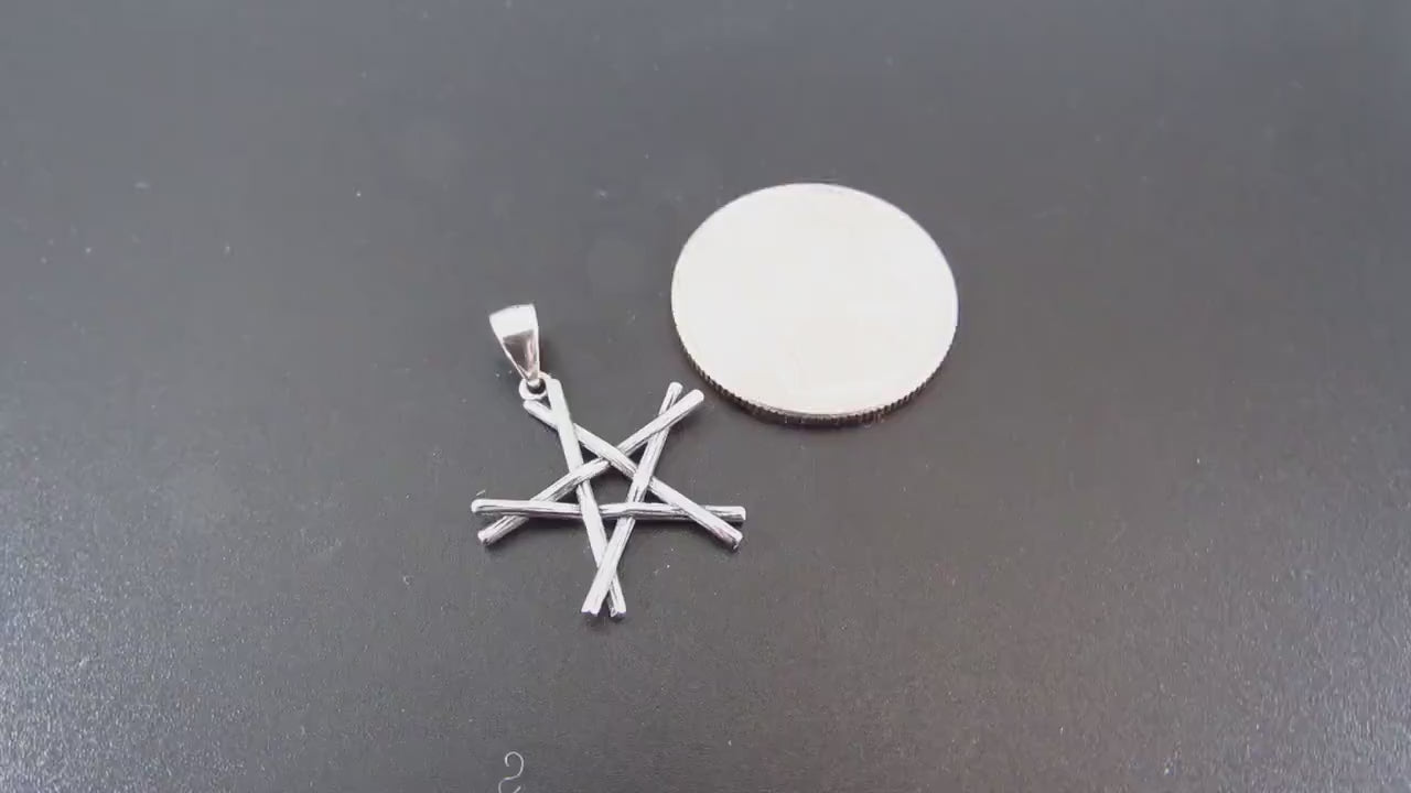 Solid 925 Sterling Silver Pentagram Pendant – Handcrafted 5-Pointed Star Charm, Wiccan Pagan Symbol, Protection Amulet, Witchy Jewelry Gift