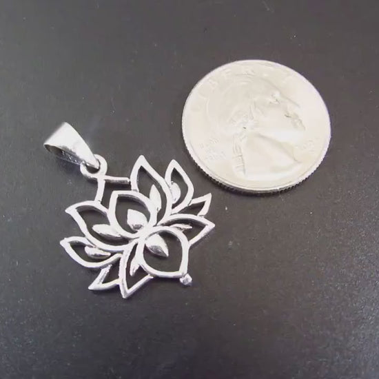 Solid 925 Sterling Silver Lotus Flower Pendant – Boho Yoga Necklace Charm, Spiritual Jewelry for Women & Men, Meditation Gift for Yogis