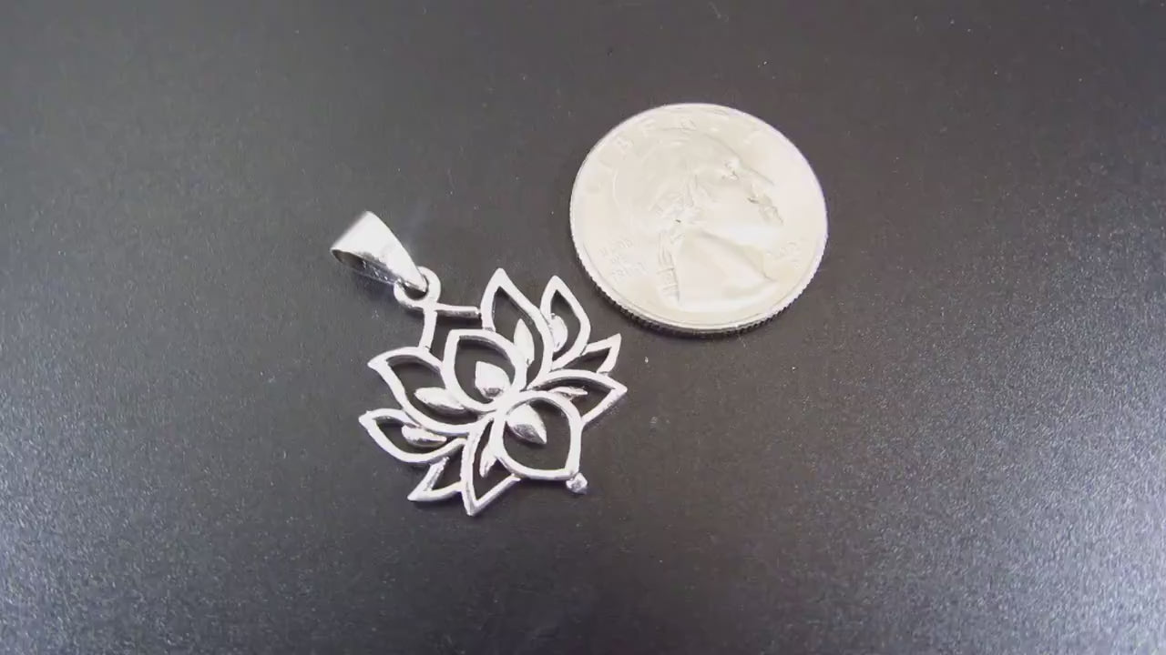 Solid 925 Sterling Silver Lotus Flower Pendant – Boho Yoga Necklace Charm, Spiritual Jewelry for Women & Men, Meditation Gift for Yogis
