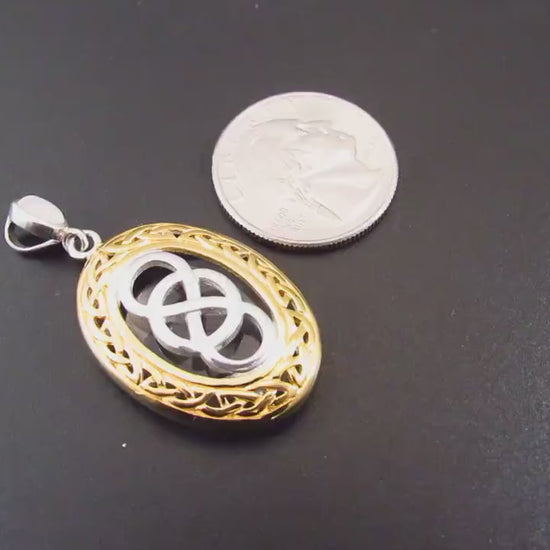 Solid 925 Sterling Silver & 18k Gold Celtic Infinity Knot Pendant, Handcrafted Magic Binding Spell Amulet