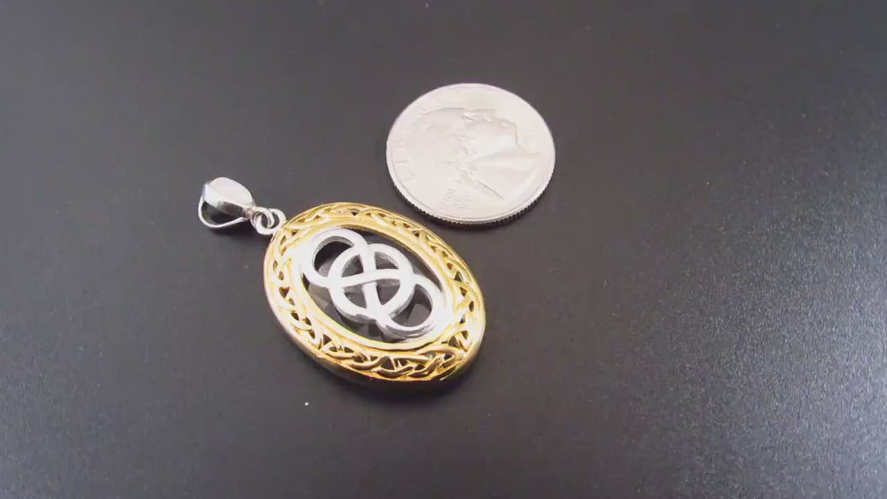 Solid 925 Sterling Silver & 18k Gold Celtic Infinity Knot Pendant, Handcrafted Magic Binding Spell Amulet