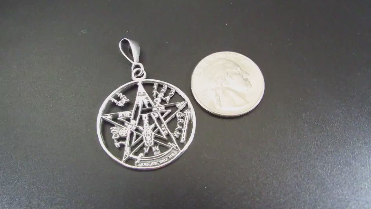 Solid 925 Sterling Silver Tetragrammaton Pendant – Ritual Protection Pentacle – Occult Ceremonial Talisman – Wiccan Pagan Witch Jewelry