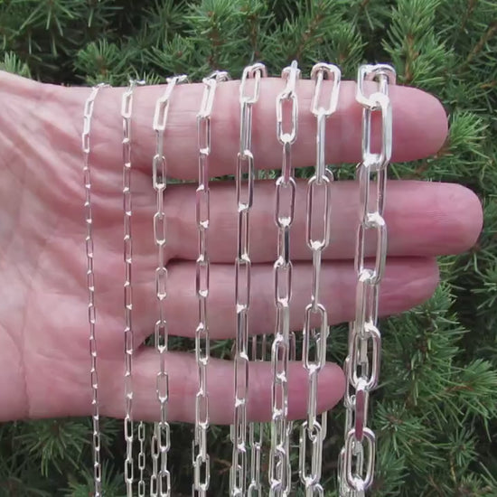 Solid 925 Sterling Silver Italian Paperclip Chain, Unisex Necklace / Bracelet for Men & Women, 2mm - 7mm, Sleek Edgy Urban Statement Jewelry