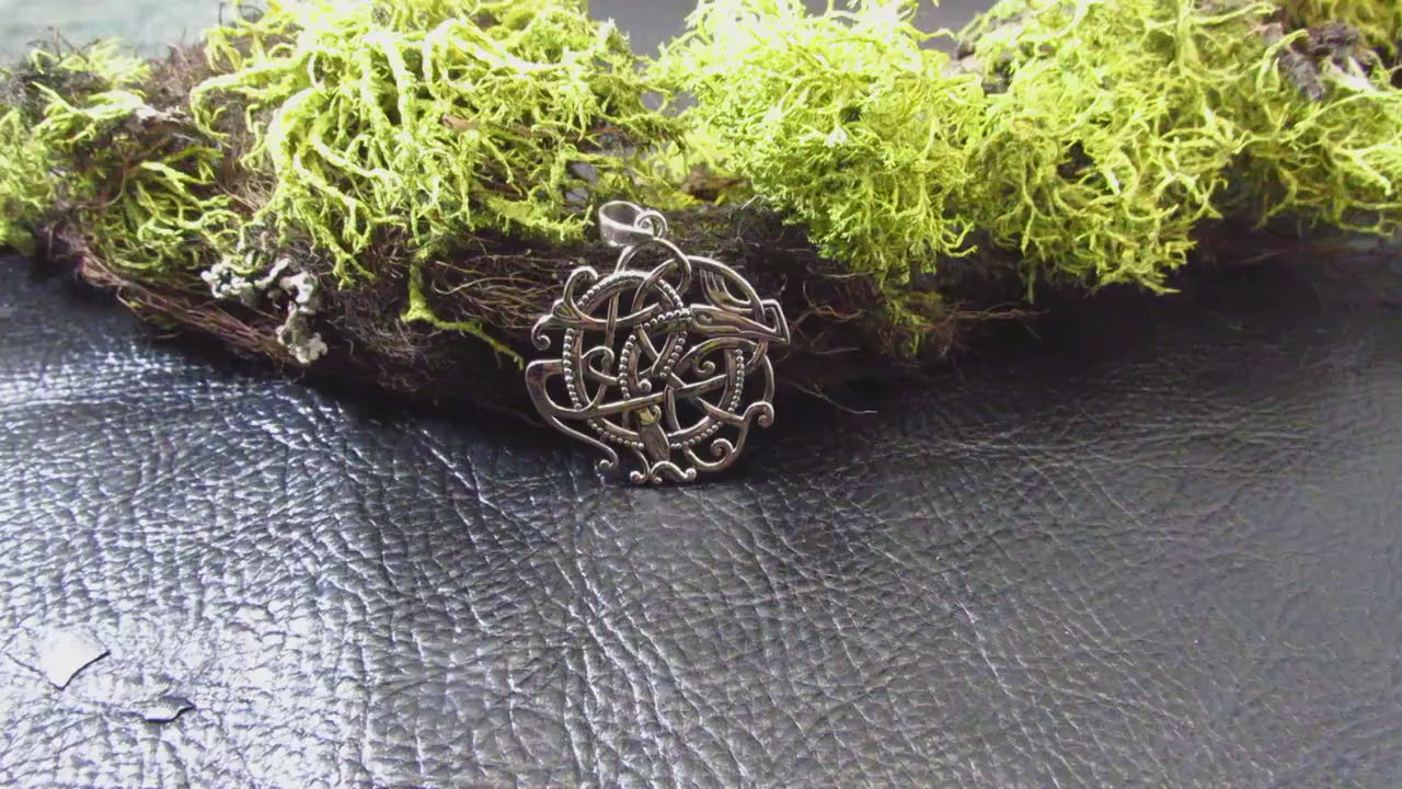 Solid 925 Sterling Silver Celtic Knot Ringerike Pendant, Viking Norse Knotwork Amulet