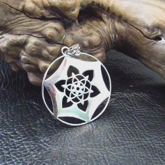 Solid 925 Sterling Silver Seed of Life Pendant, Sacred Geometry Celtic Jewelry Amulet