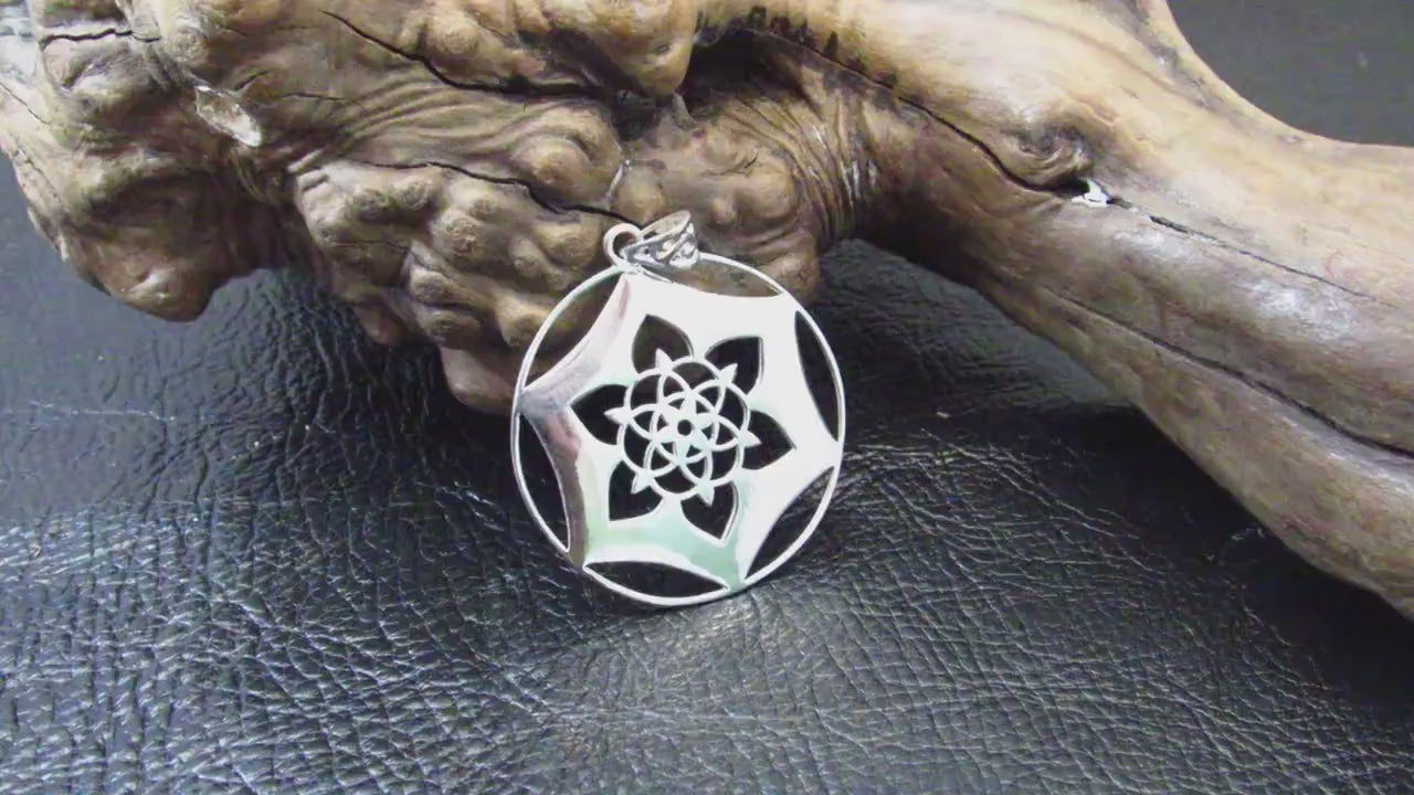 Solid 925 Sterling Silver Seed of Life Pendant, Sacred Geometry Celtic Jewelry Amulet