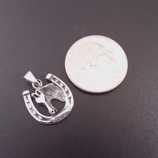 Solid 925 Sterling Silver Horse Pendant – Horseshoe Necklace Charm, Equestrian Jewelry, Western Cowgirl Gift, Handcrafted Lucky Charm