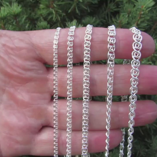 Solid 925 Sterling Silver Italian Love Link Necklace or Bracelet, Half Persian 2 in 1 Chain, Medieval Chainmaille Weave, Fancy Unisex Design