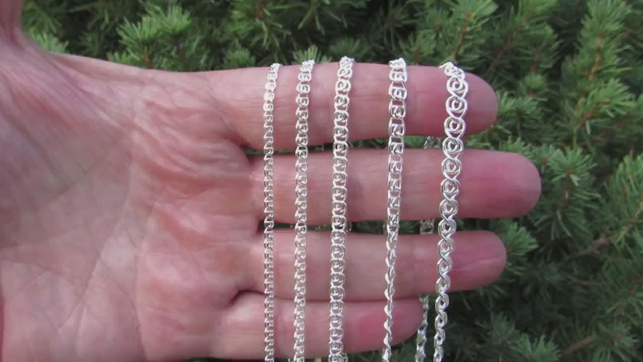 Solid 925 Sterling Silver Italian Love Link Necklace or Bracelet, Half Persian 2 in 1 Chain, Medieval Chainmaille Weave, Fancy Unisex Design