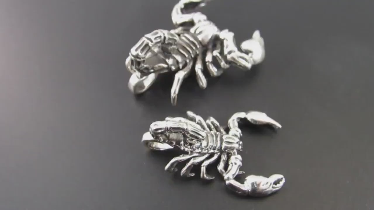 Solid 925 Sterling Silver Scorpion Slide Pendant – Handcrafted Large or XL Statement Piece – Zodiac Scorpio Sign – Bold Jewelry Gift for Him