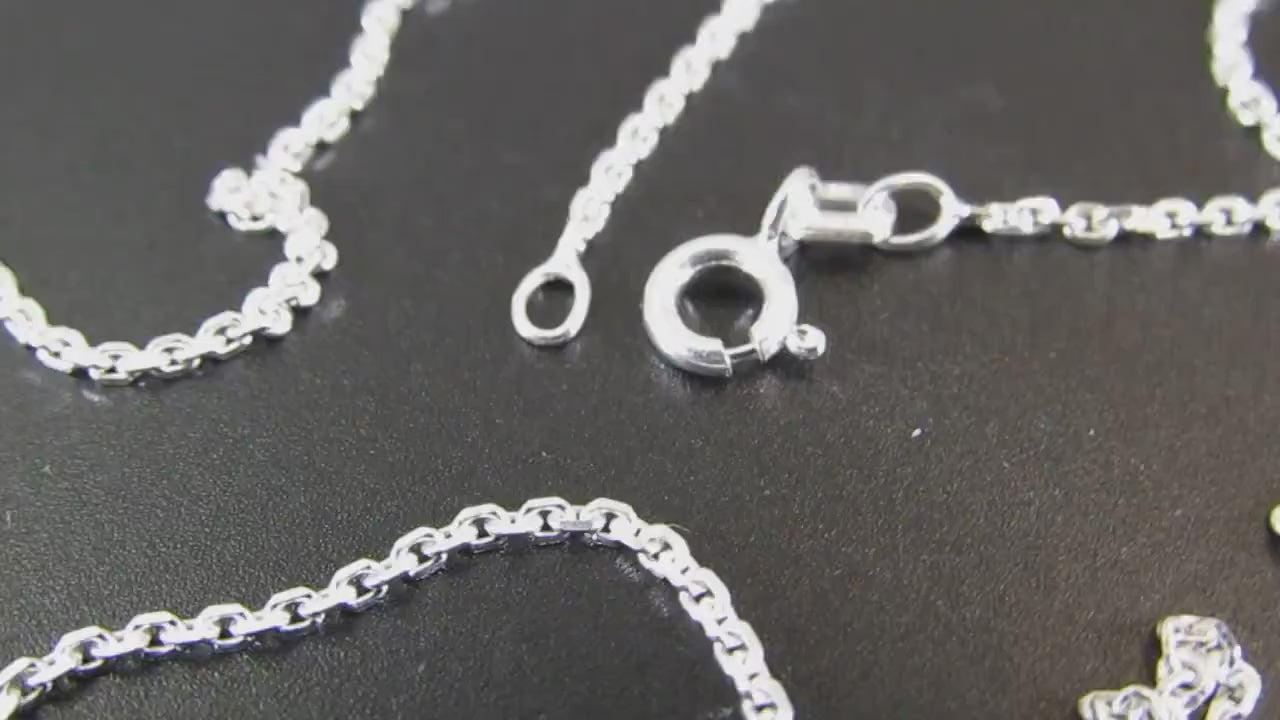 1.4MM Solid 925 Sterling Silver Anchor Link Chain, Italian Cable Chain Bracelet or Necklace, Nautical Jewelry for Women, Made in Italy