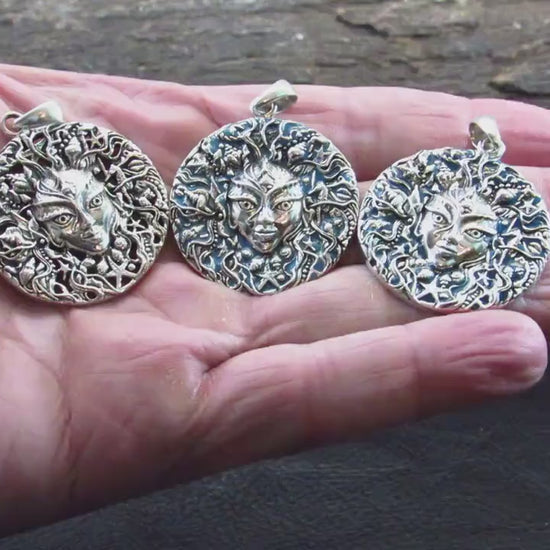 Solid 925 Sterling Silver Mari Sea Goddess Pendant by Oberon Zell – Ocean Mythology Jewelry with Optional Blue / Aqua Enamel, Nautical Gift