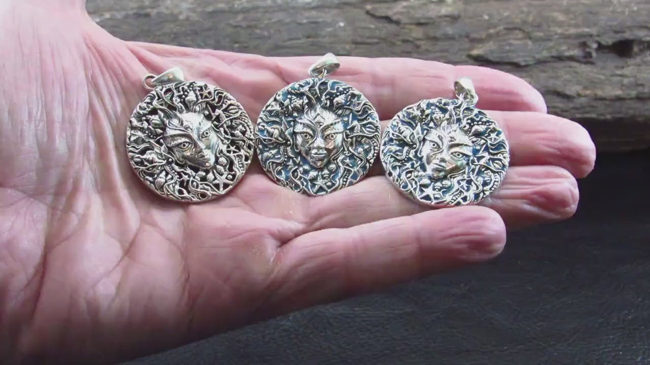 Solid 925 Sterling Silver Mari Sea Goddess Pendant by Oberon Zell – Ocean Mythology Jewelry with Optional Blue / Aqua Enamel, Nautical Gift