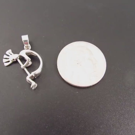 Solid 925 Sterling Silver Kokopelli Magical Mirth Pendant, Native American Flute Player, Symbol of Fertility, Southwestern Jewelry Charm
