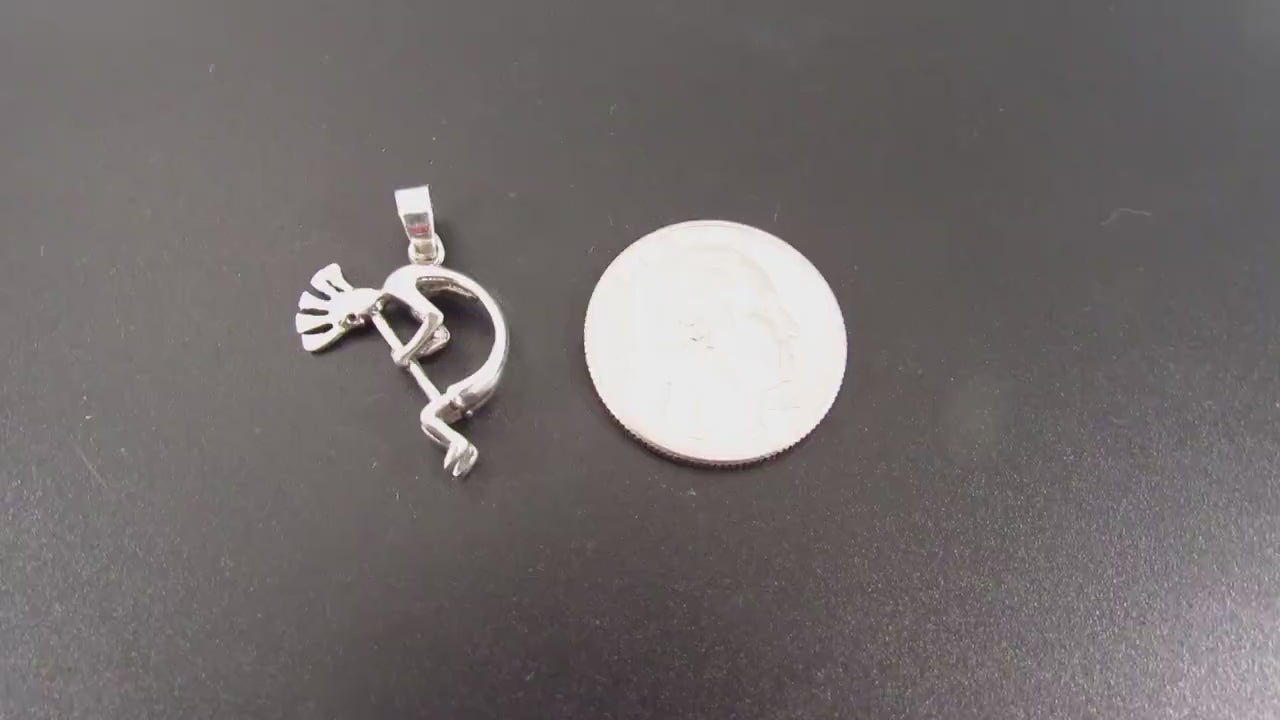Solid 925 Sterling Silver Kokopelli Magical Mirth Pendant, Native American Flute Player, Symbol of Fertility, Southwestern Jewelry Charm